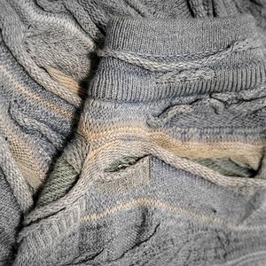 COOGI Knit sweater blue multicolor total pattern crew neck XXL